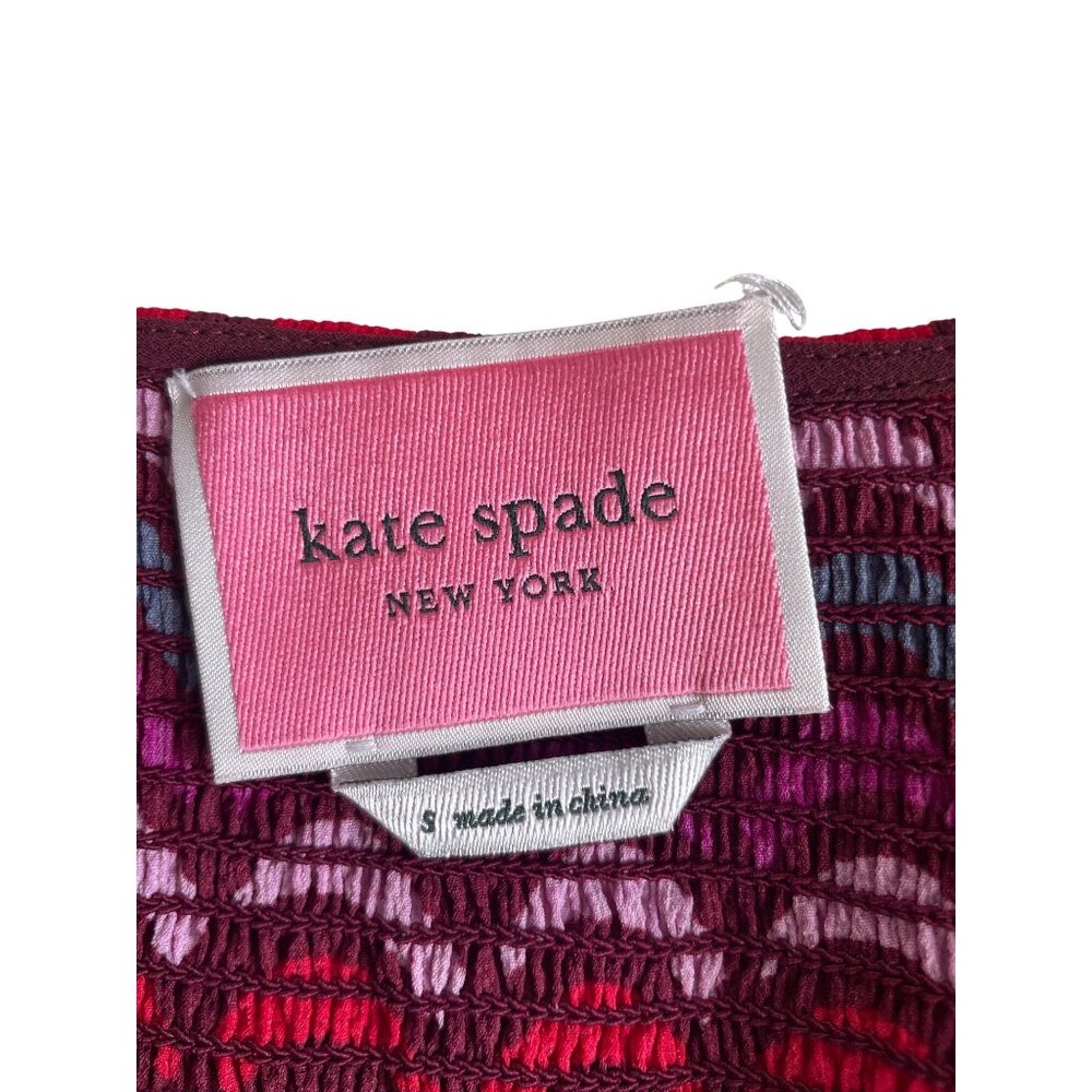 Kate Spade Womens Small Rawr Panther Cat Smocked Bishop Sleeve V neck Mini Dress - Picture 5 of 10